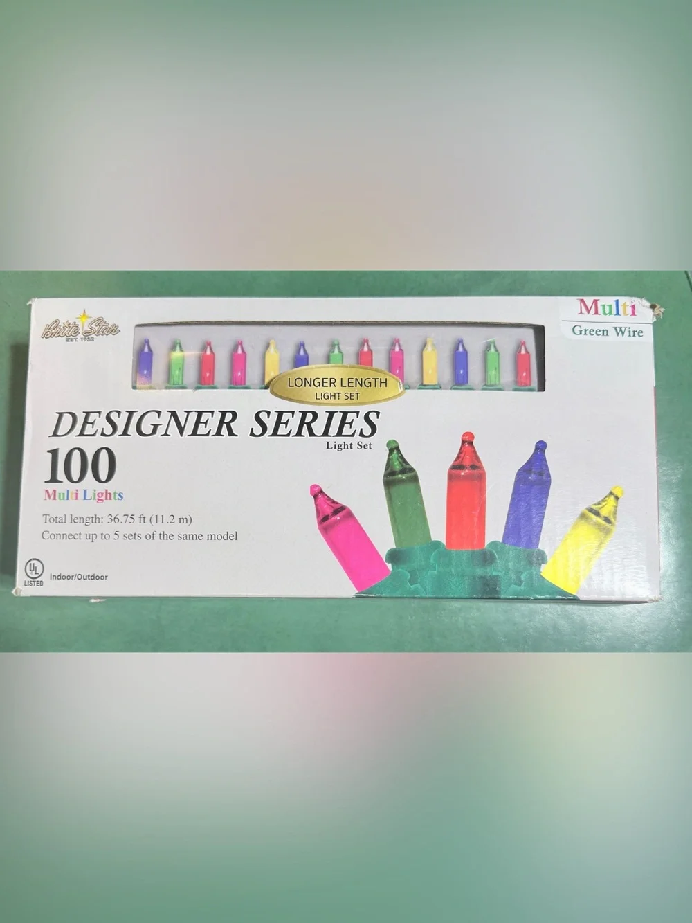 Designer Series 100 Multi Lights String - Green Wire
